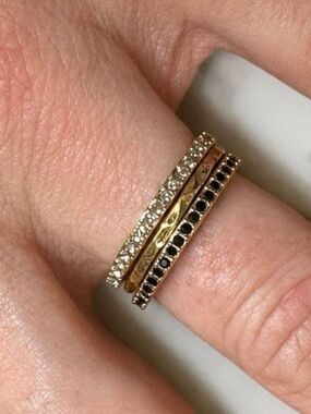 MADEWELL Size 6 Stackable Ring Set Gold Tone Trio Minimalist Stacking Rings